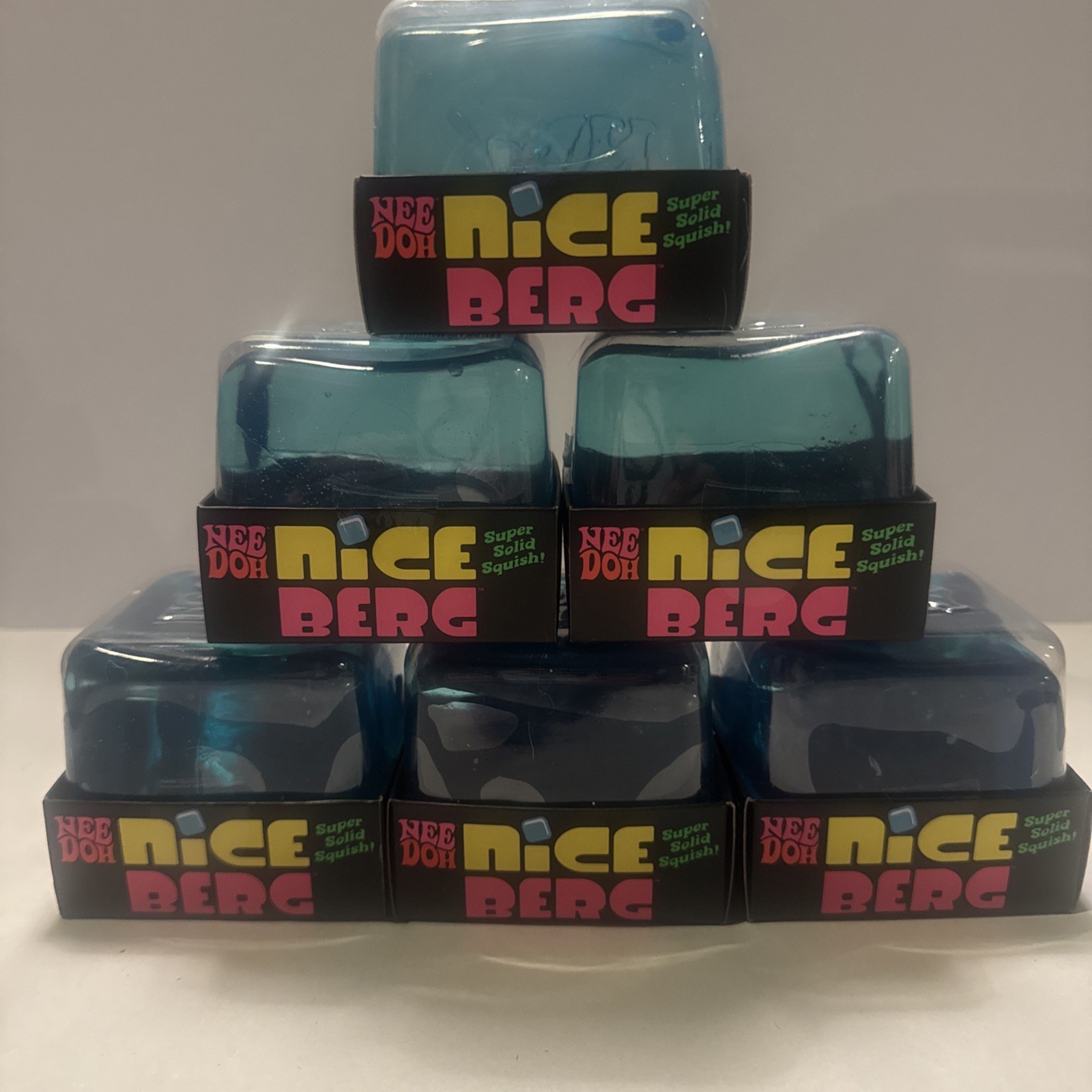 Lot Of 6 NeeDoh Nice Berg Blue XL Giant Nee Doh Niceberg Squishy BLUE Ice Block