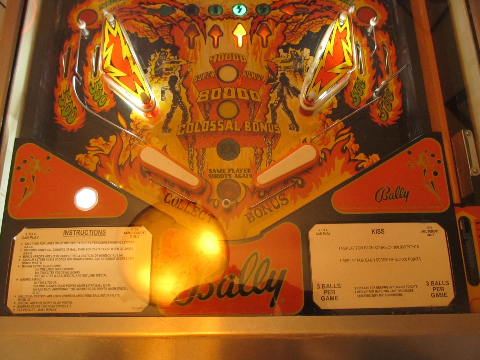 Bally 1978 "KISS" Original Classic Pinball Machine