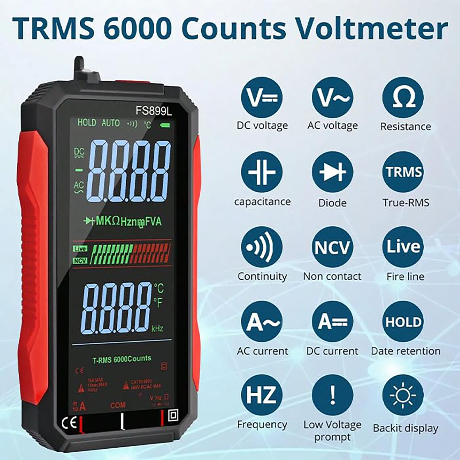 Upgraded USB Rechargeable Digital Multimeter Large Color Screen Backlight Smart
