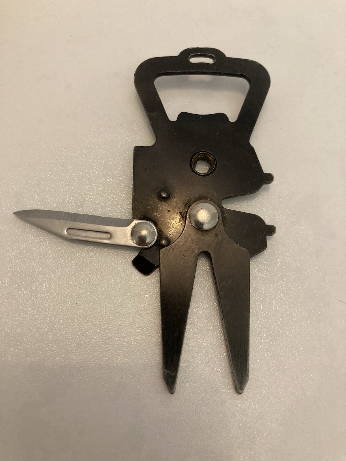Vintage Golf Divot Multi Tool Bottle Opener Knife Folding Black