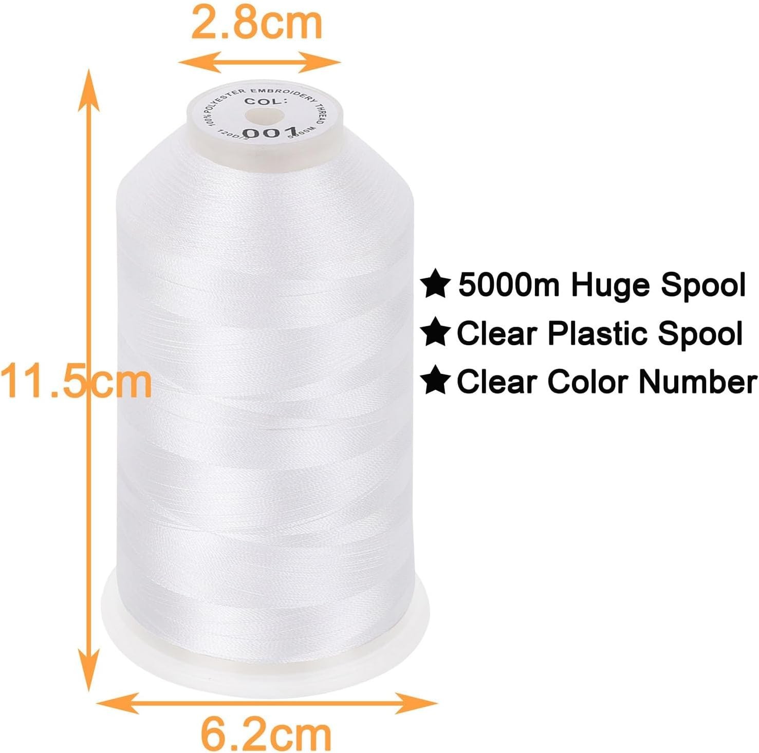 Single Huge Spool 5000M Each Polyester Embroidery Machine Thread 40WT for Com...