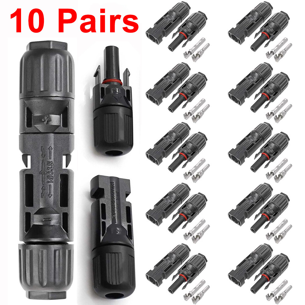 10 Pair Male Female M/F Wire Cable Connectors Solar Panel Adapter 30A Waterproof