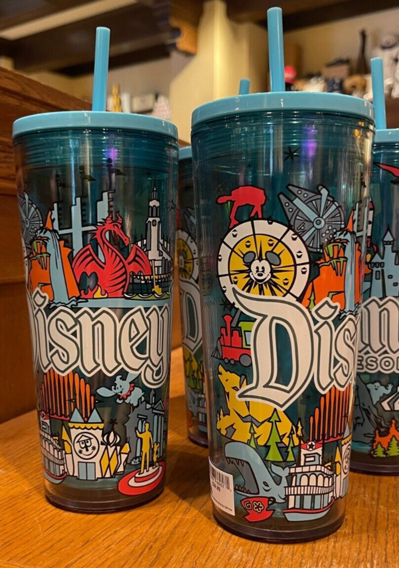 Disneyland Resort Exclusive Attractions and Characters Tumbler with Straw New