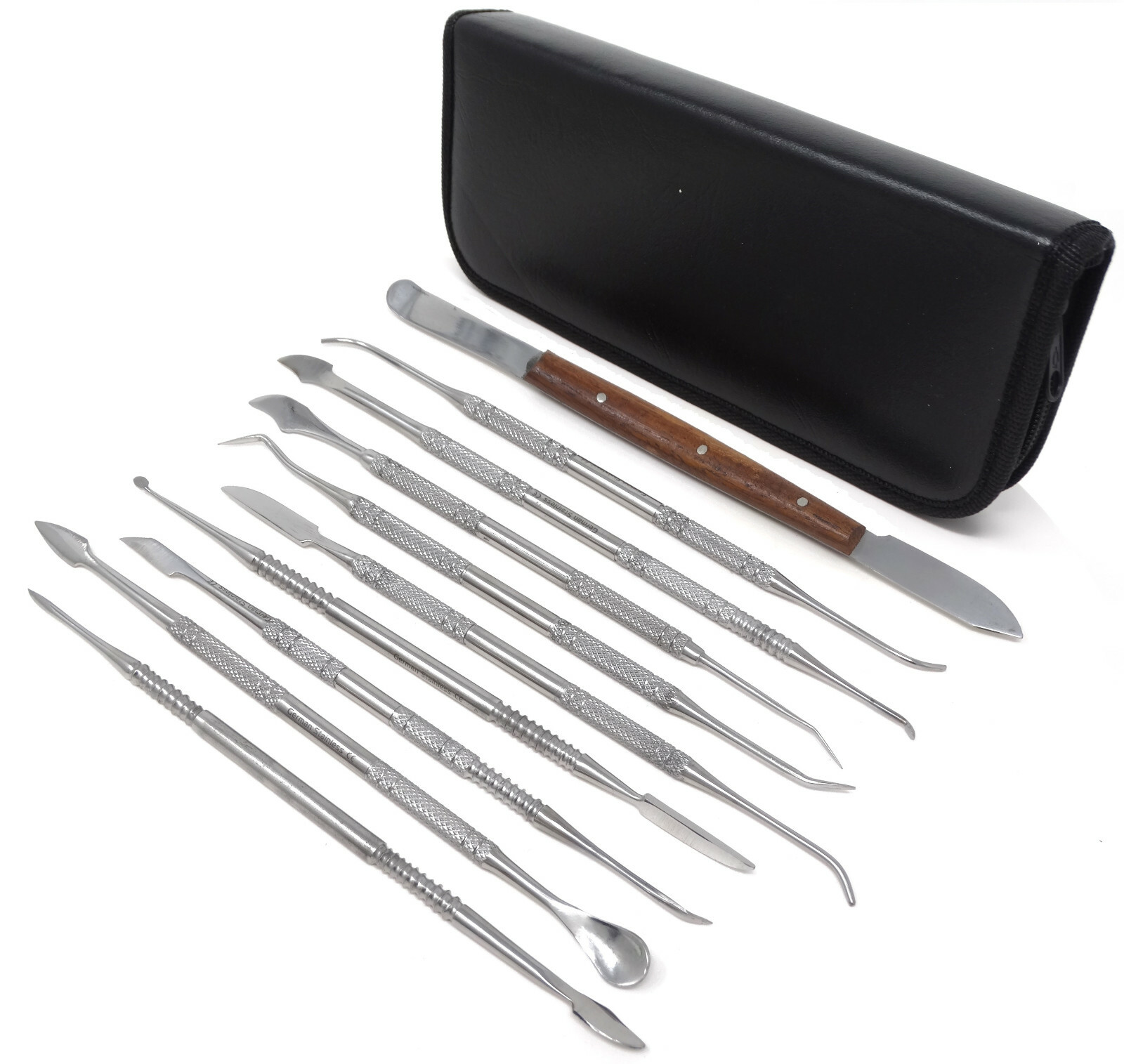 Dual Sided 10pc Wax Clay Carving Pick Spatula Tool Set with Case Arts and Crafts