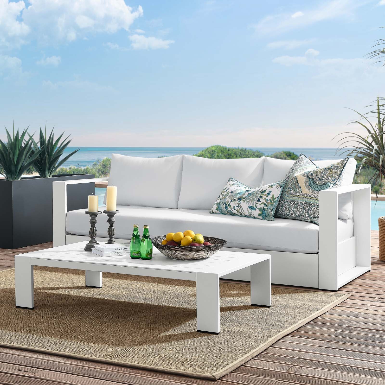 Modway Tahoe Aluminum 2-Piece Outdoor Patio Set in White White