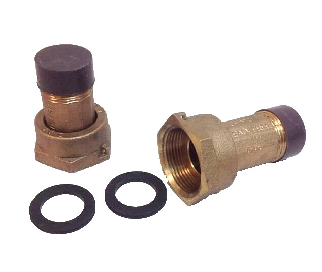 PAIR 1" Water Meter Coupling, LEAD-FREE brass, 1" Swivel meter nut x NPT Male