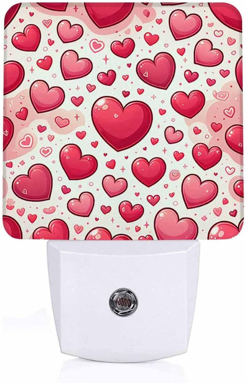 LED Night Light Lamp with Smart Sensor Dusk to Dawn Sensor,Red Love Heart Cute R