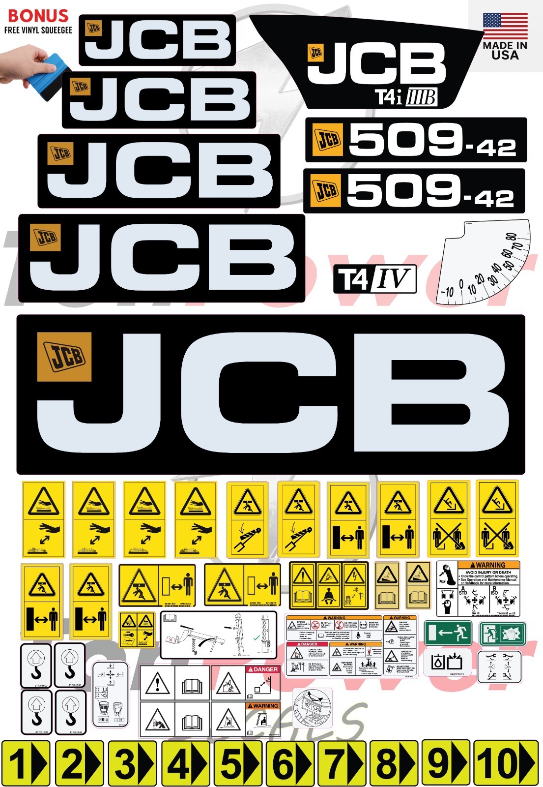 Fits JCB 509-42 (TIER 4) Decal Kit-Telescopic forklift 3M VINYL/FREE SHIPPING