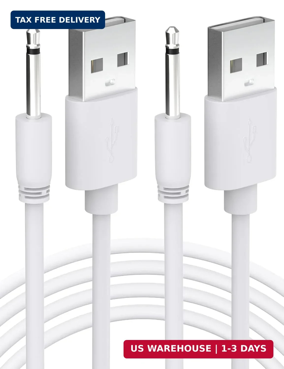 2 Pack Vibrator Charger USB to DC 2.5mm Fast Charging Cable Wand Adult Toys...
