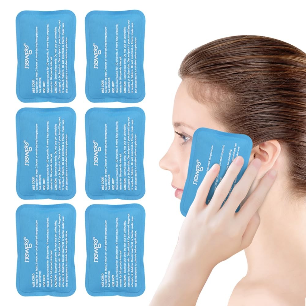 NEWGO Mini Ice Packs (6 Packs) Gel Cold for Injuries 4.5"X 3.2", Blue
