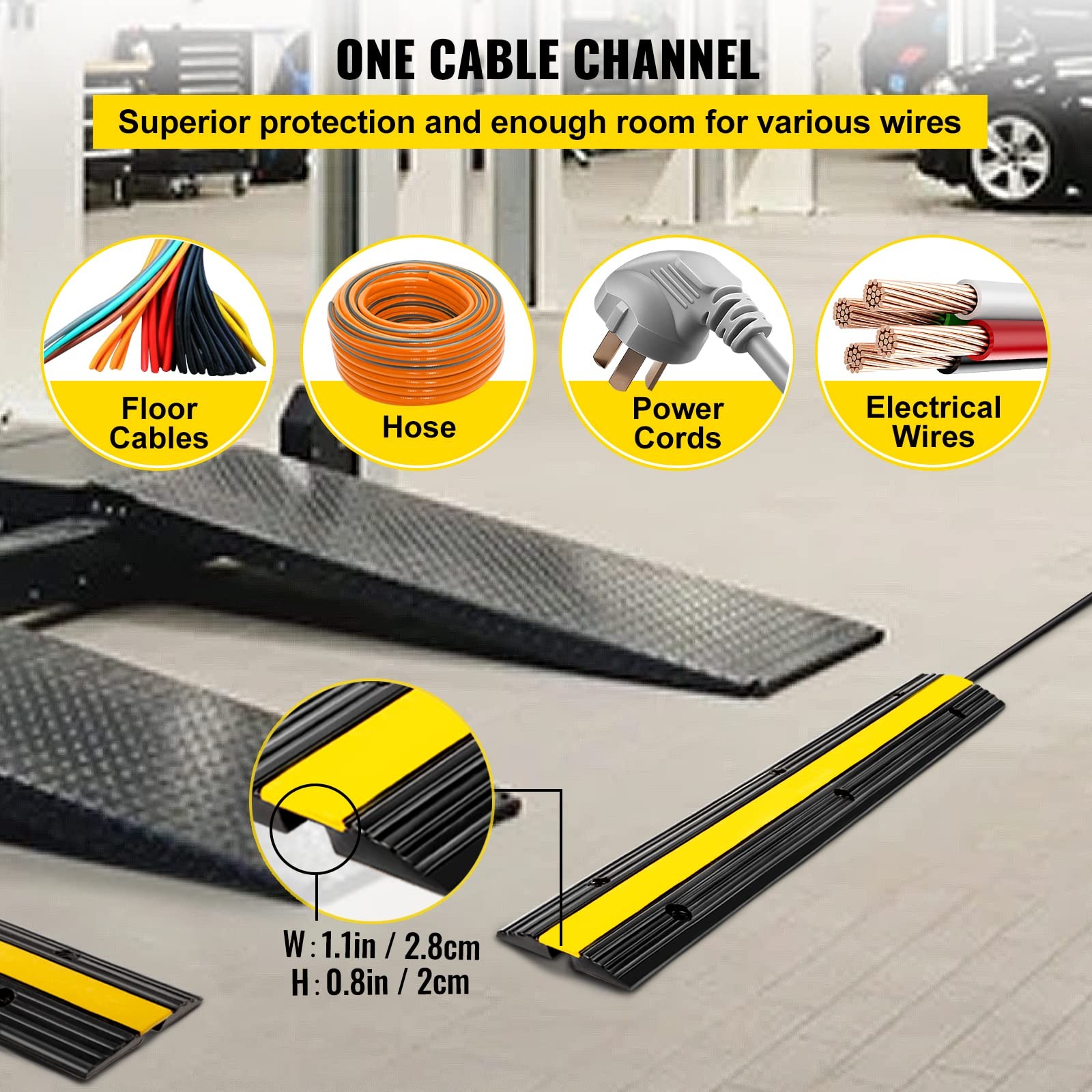 Heavy Duty Cable Protector Ramp 22046lbs Load Capacity 4 Pack Black Yellow