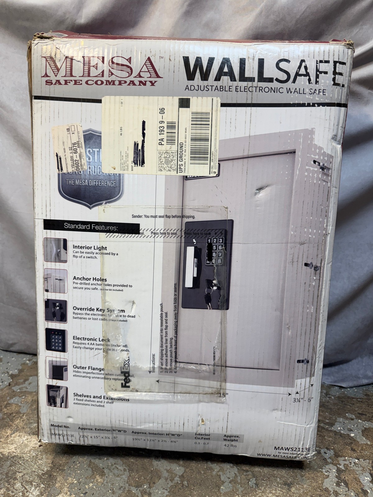 Mesa Adjustable Electronic Wall Safe MAWS2113E - Brand New!