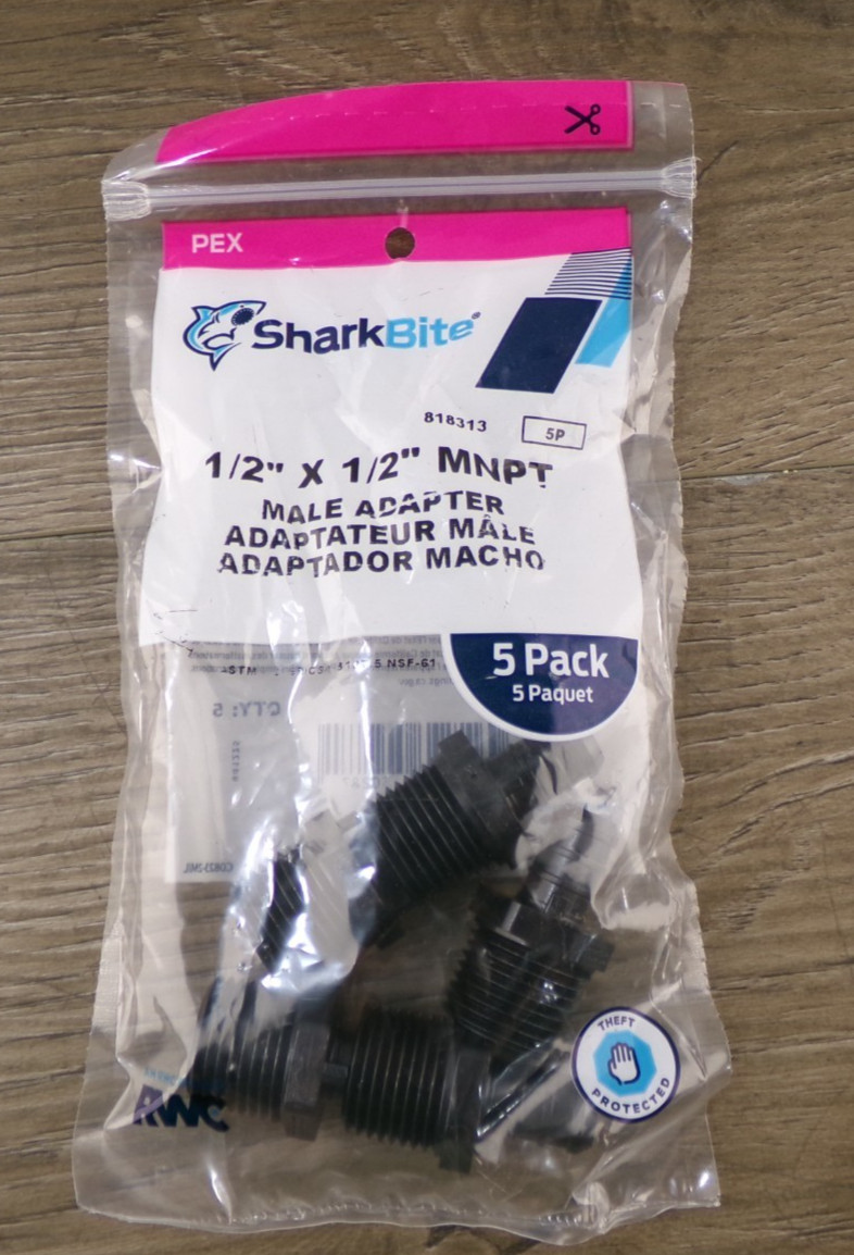 SharkBite UP120Z5 Male Adapter PEX Connector 1/2" x 1/2" MNPT  (Pack of 5) S6