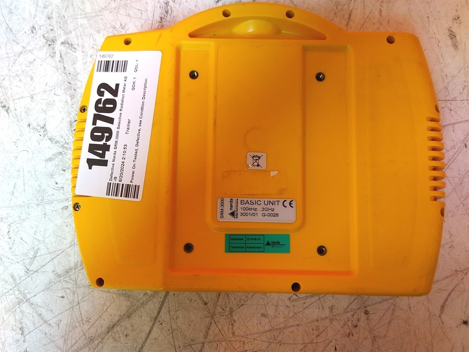 Defective Narda SRM-3000 100kHz - 3GHz Basic Unit Radiation Meter AS-IS