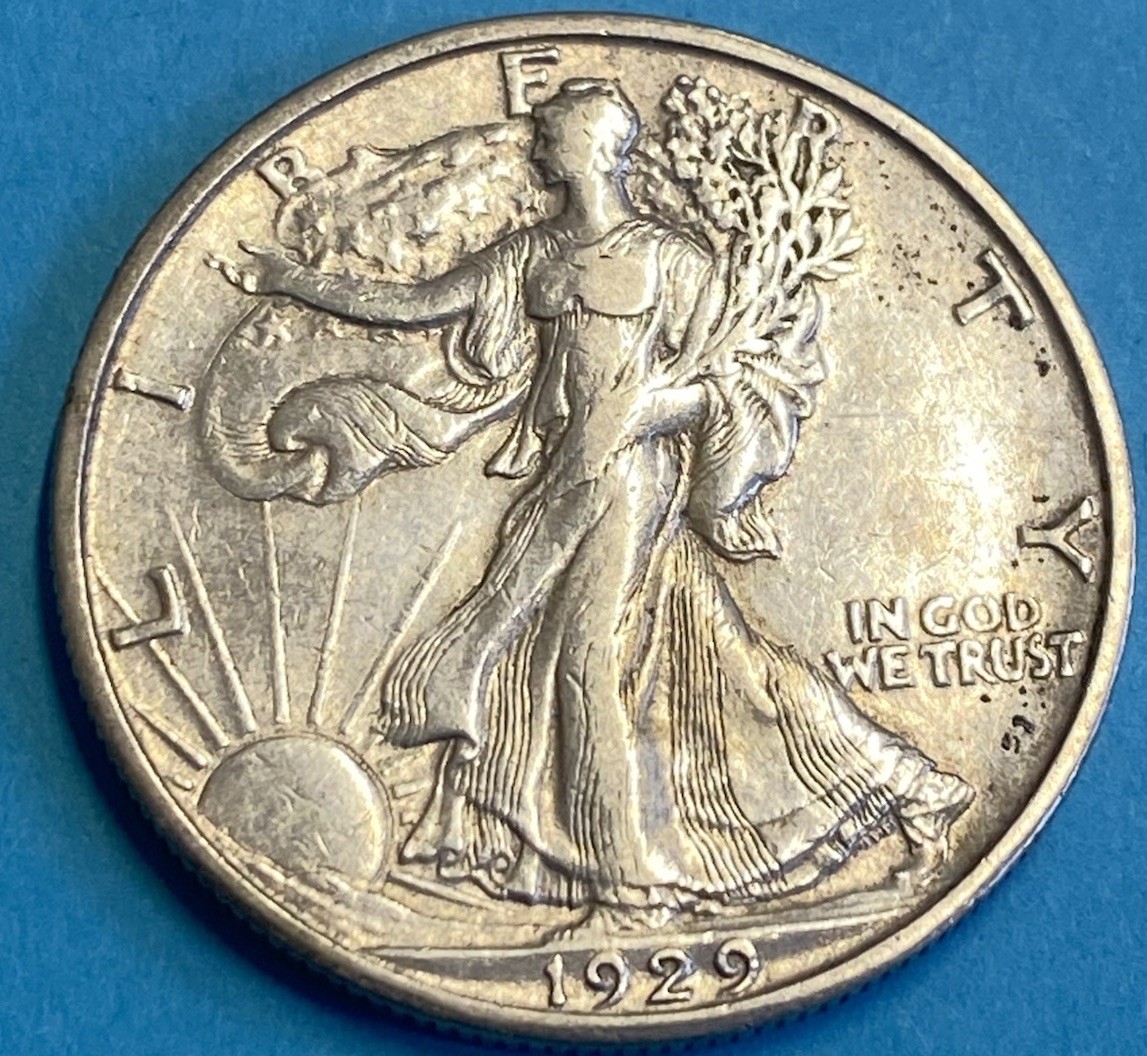 1929-S Walking Liberty Half Dollar, Great Color! Key Date Higher Grade