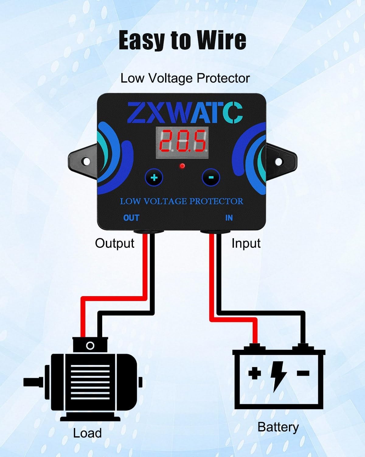 DC12-36V Low Voltage Protector, Digital Disconnect Switch, Over-Discharge Cutoff