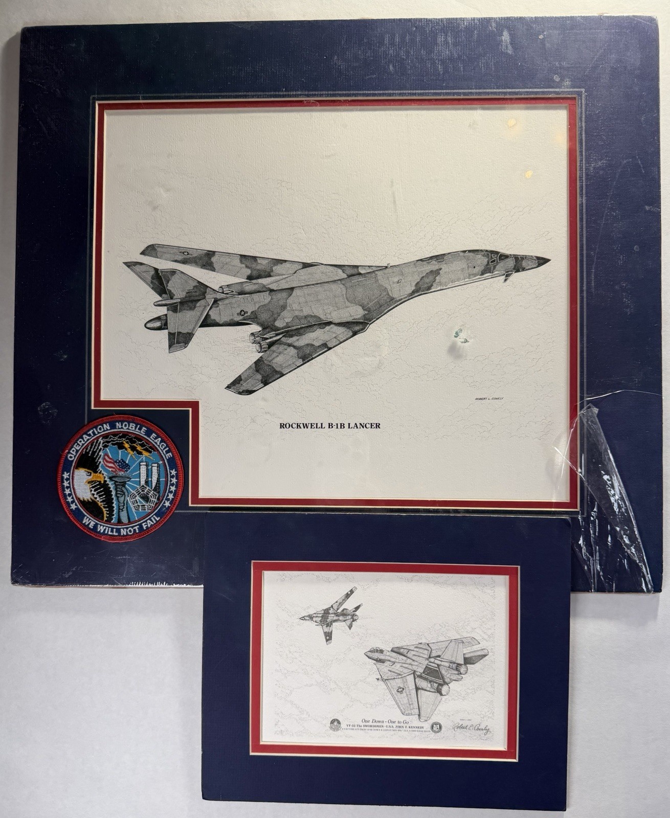 US Military Aircraft Print Lot B-1B Lancer F-14 Tomcat VF-32 DesertStorm W/Patch