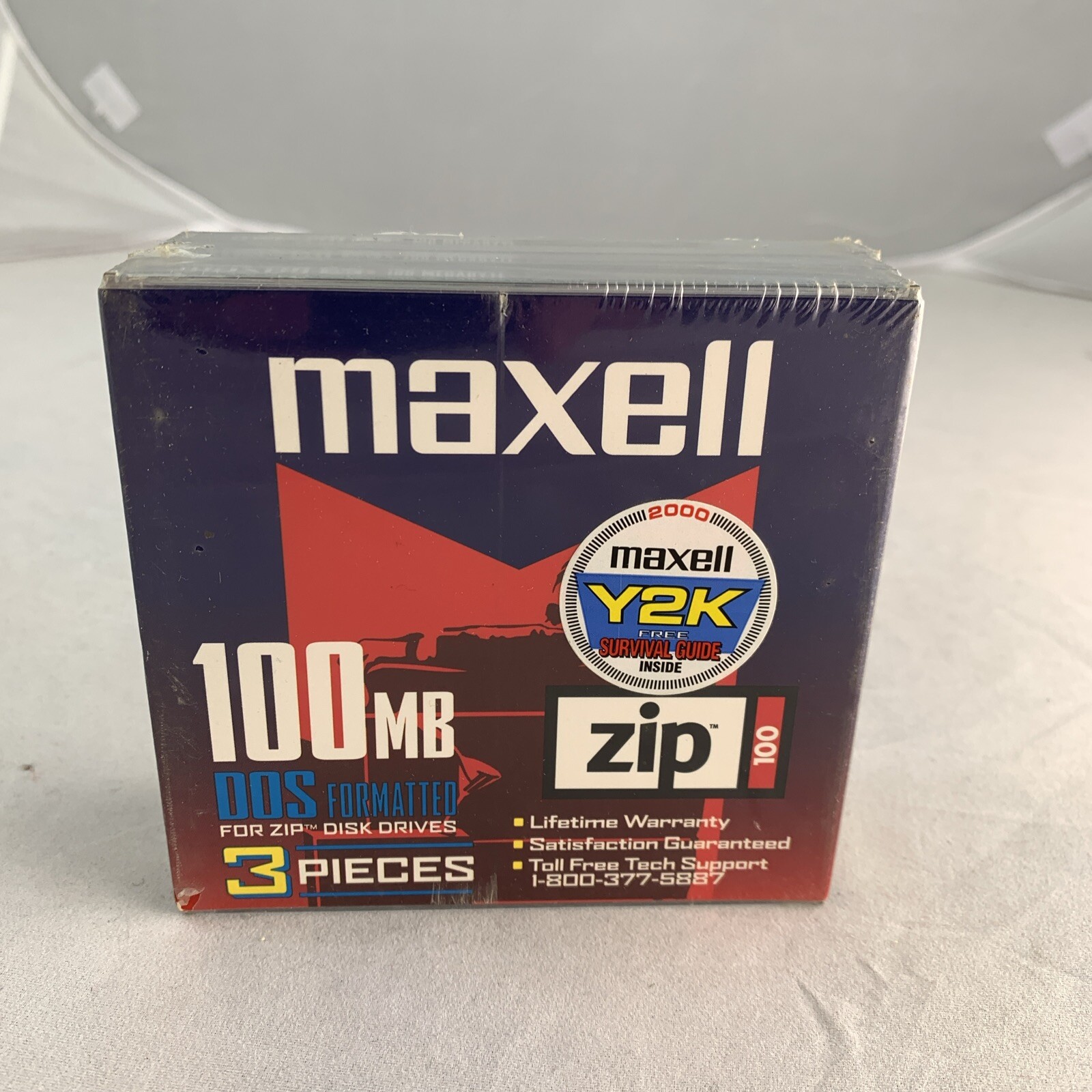 Package of 3 Maxell 100MB Zip Disks - Preformatted for DOS - NEW