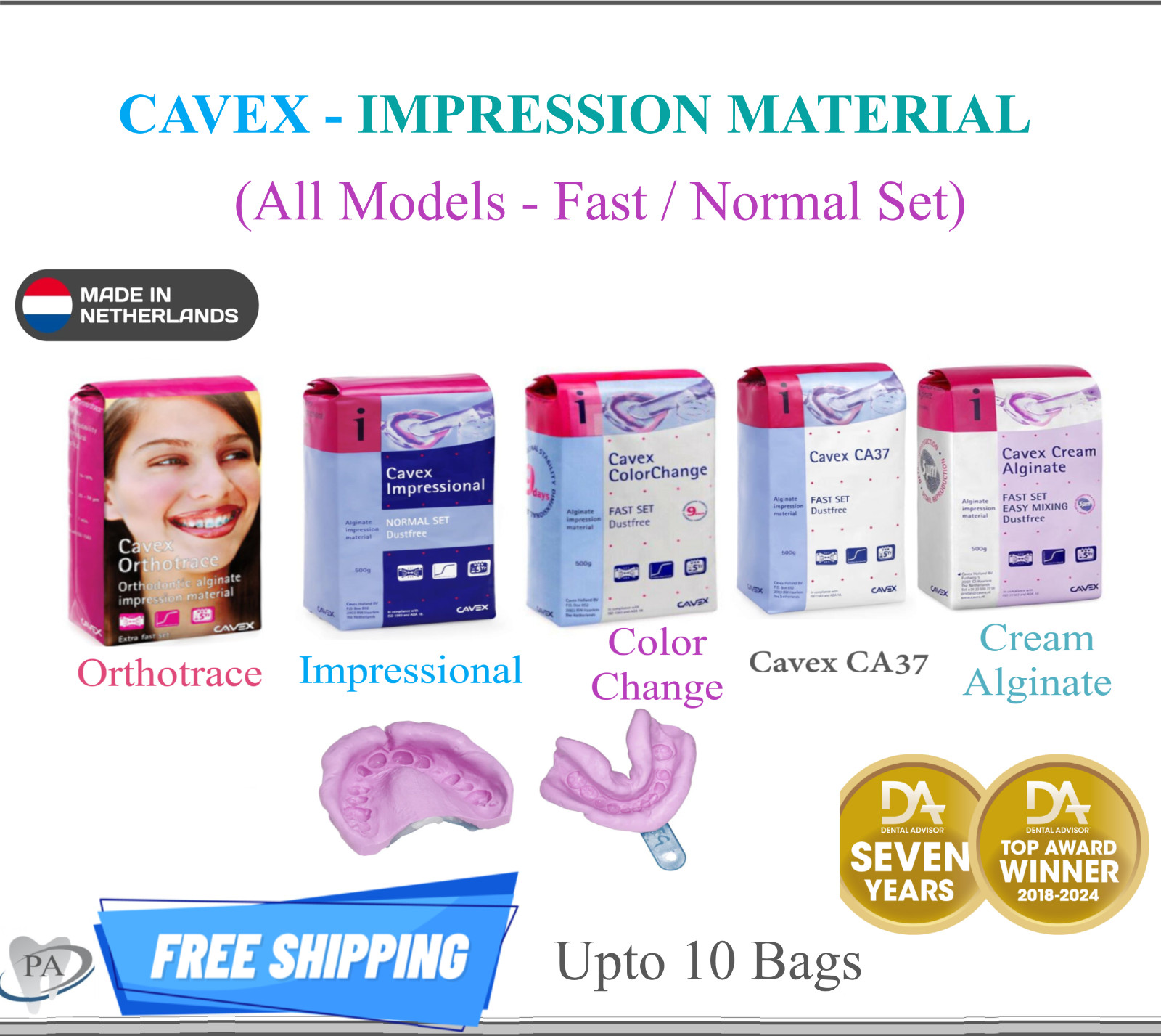 Dental VPS Cavex Cream Alginate, Cavex ColorChange, Cavex Orthotrace Cavex CA37