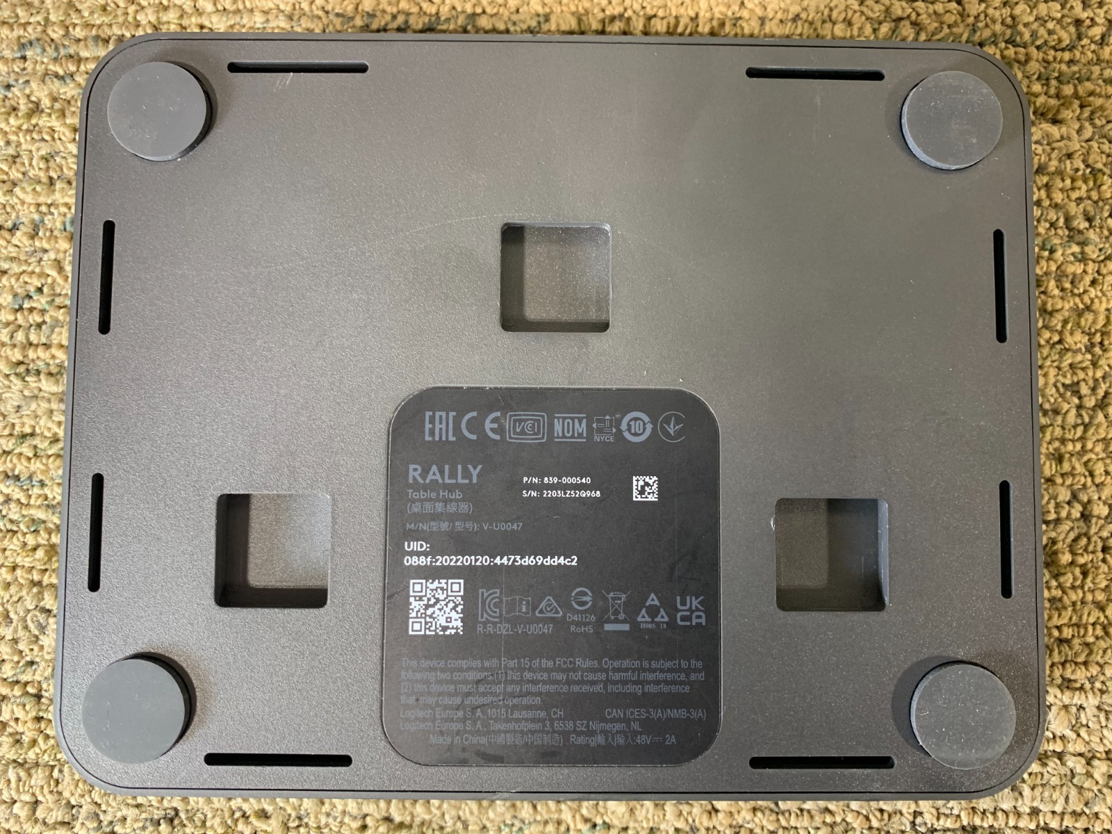 Logitech Rally V-U0047 Table Hub & V-R0009 Display Hub NO PSU's!