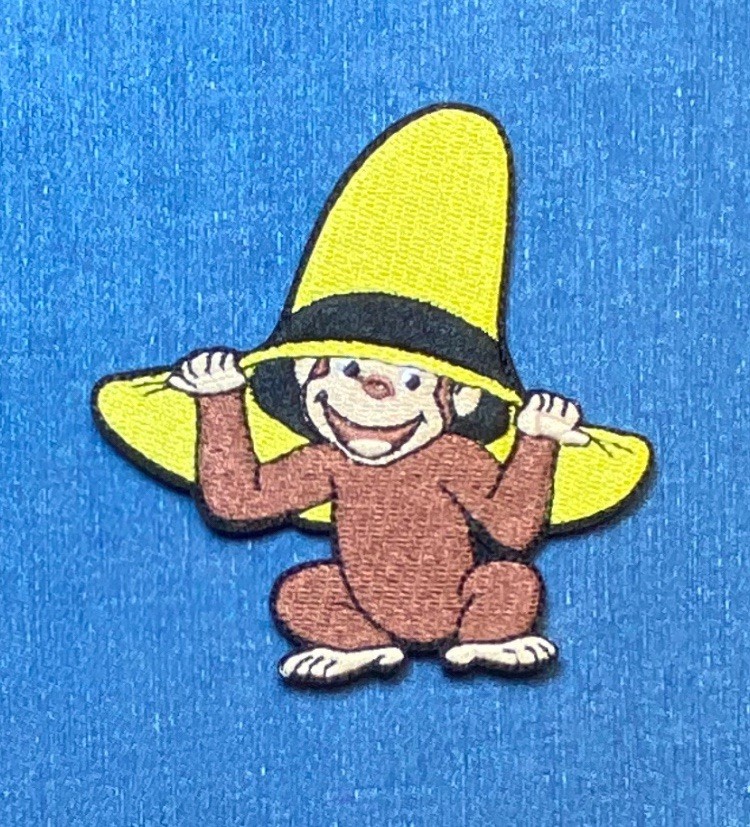 Curious George Embroidered Iron on Patch, Monkey in Yellow Hat, 3" X 3"