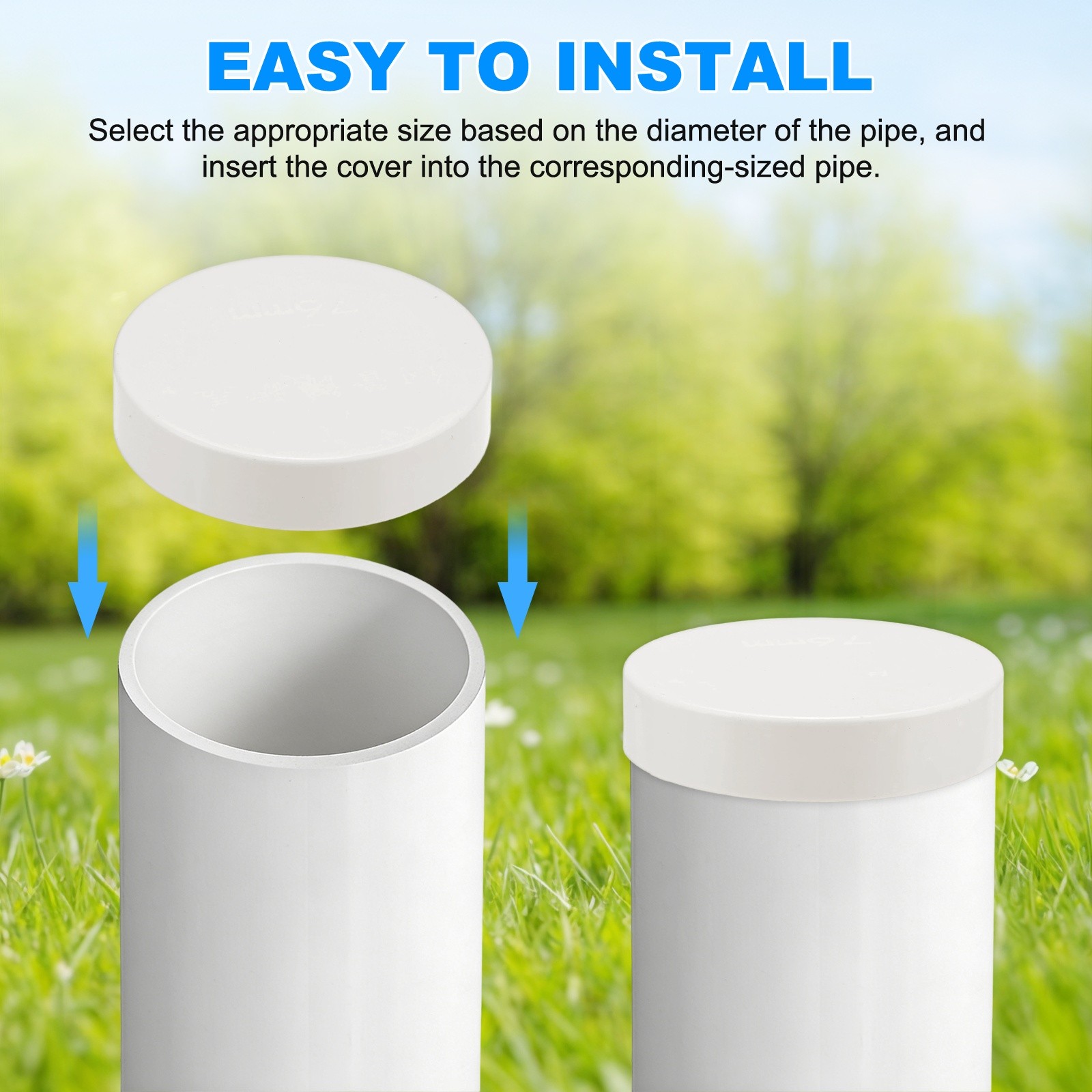 10-Pack PVC Pipe End Cap Plug, 3 Inch PVC Plug Coupling Pipe Fitting Socket