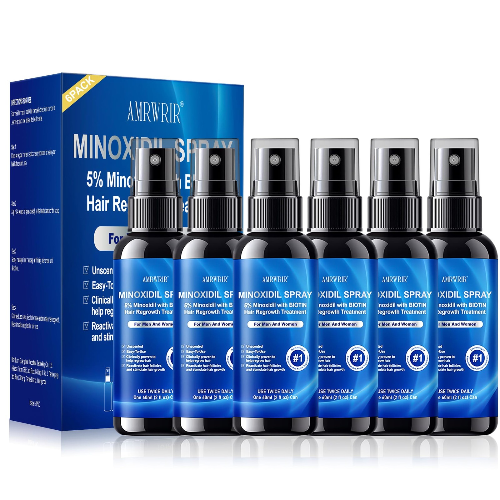 5% Minoxidil Spray for Men and Women,Infused with Biotin, Hair Growth Treatment,