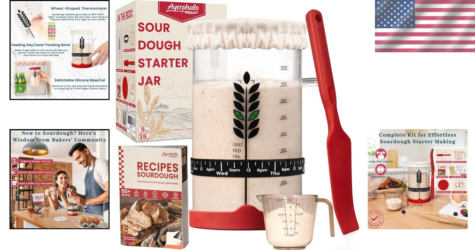 Complete Sourdough Baking Set - 38oz Kit with Step-by-Step Cookbook & Supports