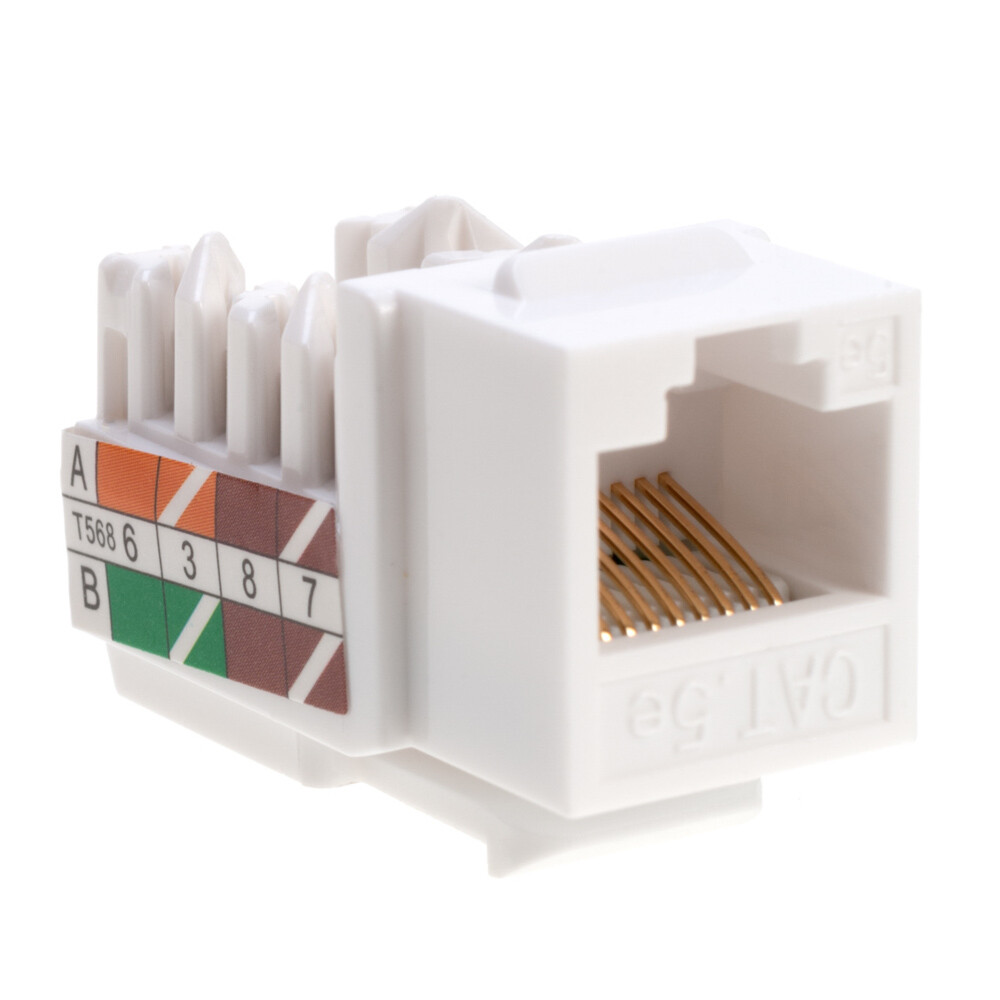 50 pack Cat5e 45° Angled Keystone Jack Network 110 Punchdown 8P8C Cat White