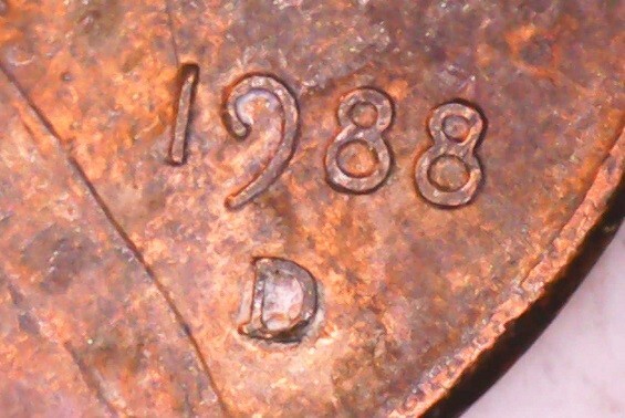 1988 D Lincoln Memorial Penny Lamination/Corrosion Bubble Errors; Old Coin Money