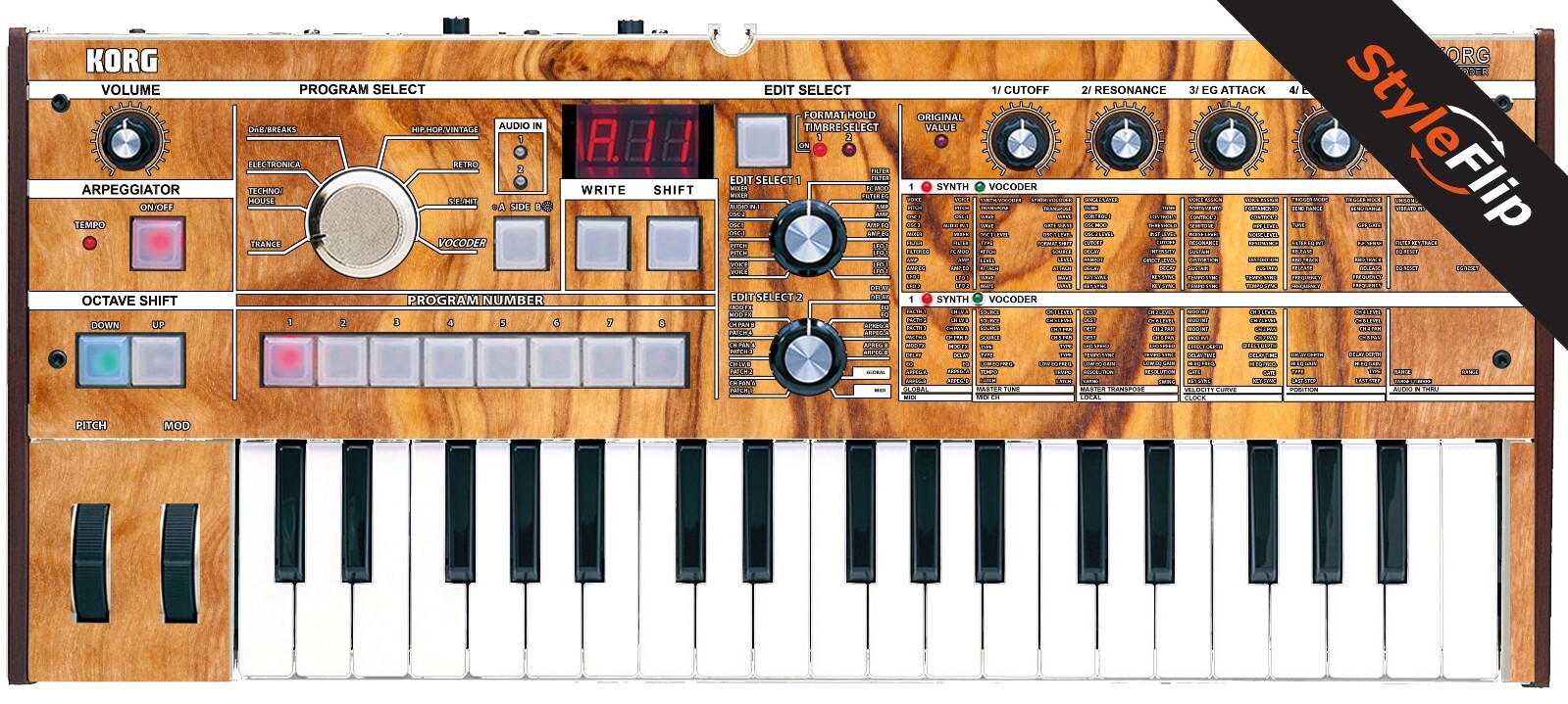 Korg microKorg | Wood 6 | Protective Decal | StyleFlip Skins