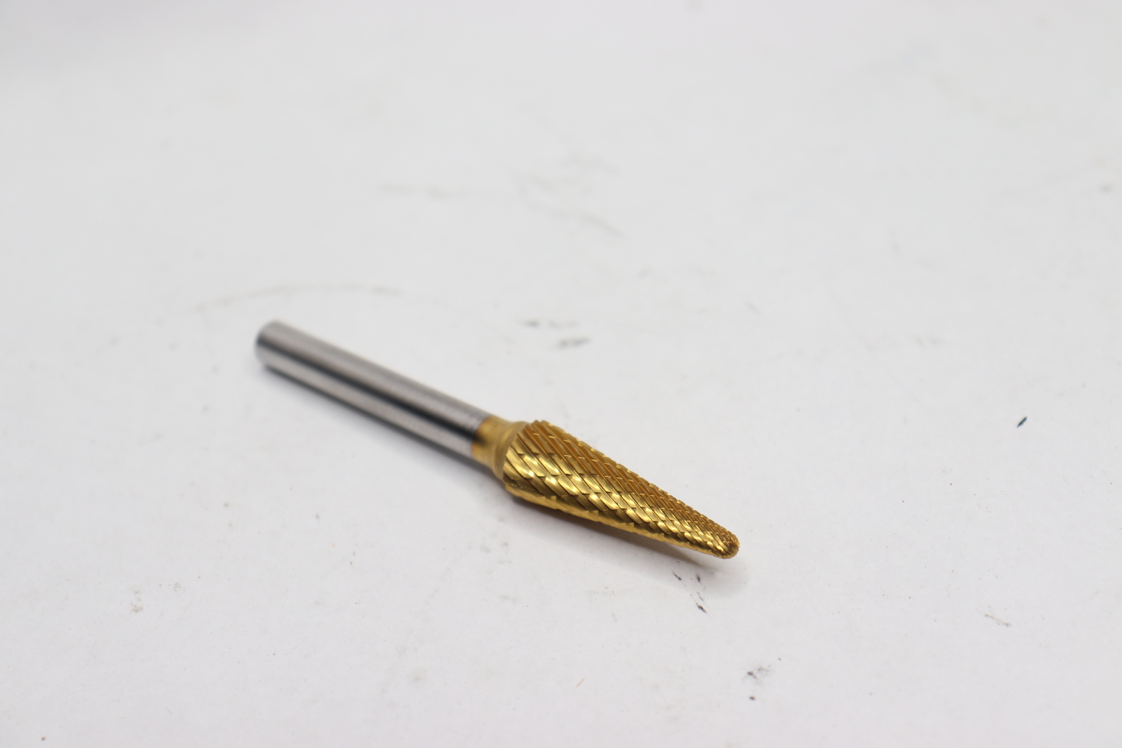 Taper Shape Titanium-Nitride Coated Carbide Burr 14 Deg  CBL3T