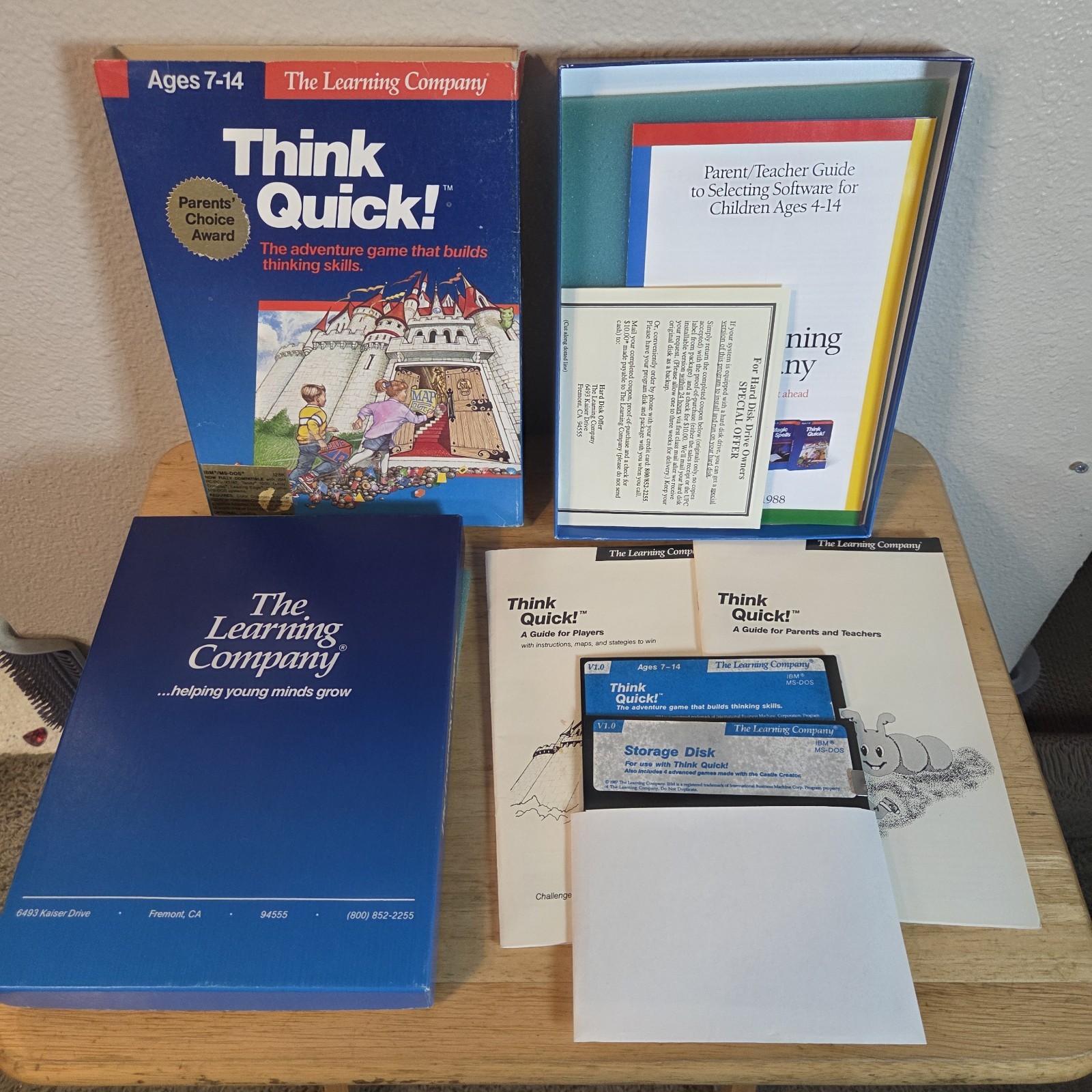 VTG Think Quick! Education Game The Learning Company IBM DOS floppy disk 5.25