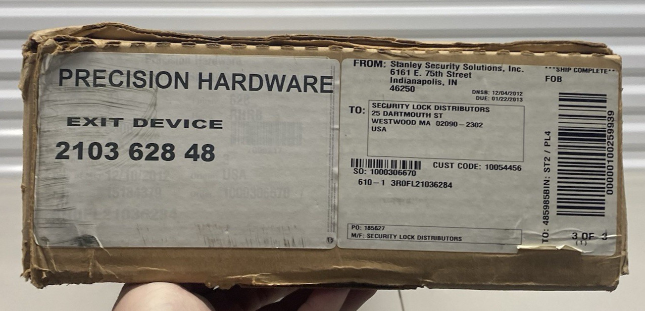 Stanley Precision Hardware 2103 628 48 Exit Device EXIT BAR ONLY BRAND NEW