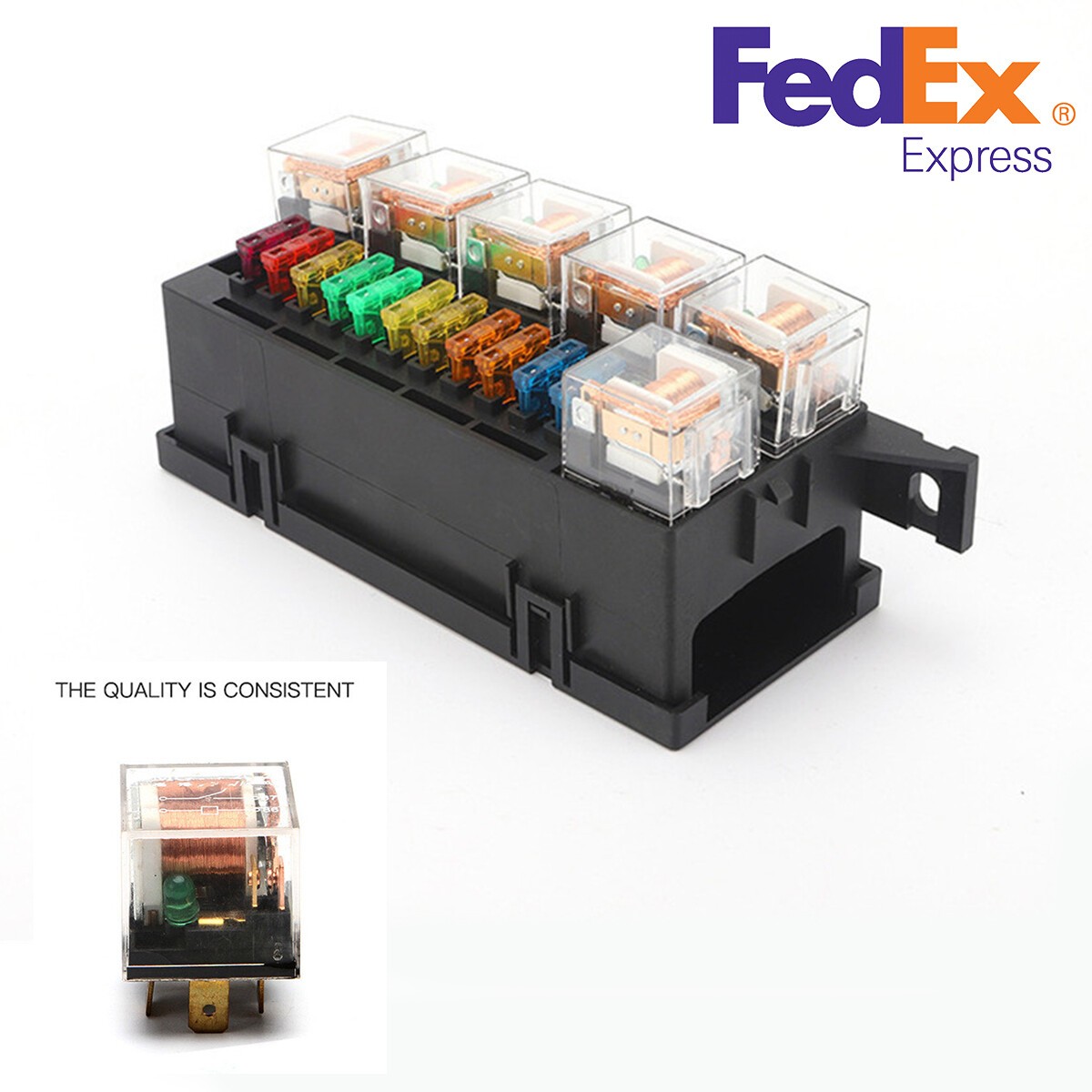 11-way Car Modified Relay Fuse Box with 5 pin 12V 80A 6 Relays & 11 Fuses USA