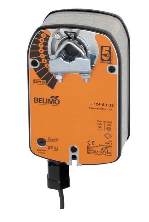 Belimo LF24-SR, 35 in-lb [4 Nm], Spring return, AC/DC 24 V, Modulating, 2...10 V