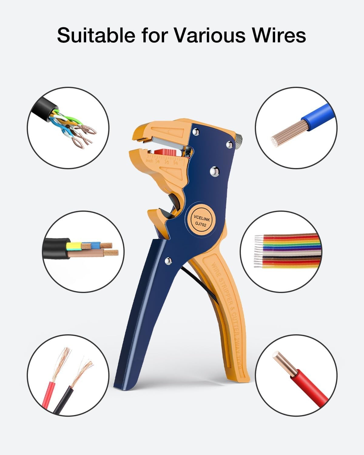 Automatic Wire Stripper and Cutter, 2 in 1 Adjustable Quick Strip Tool, Blue