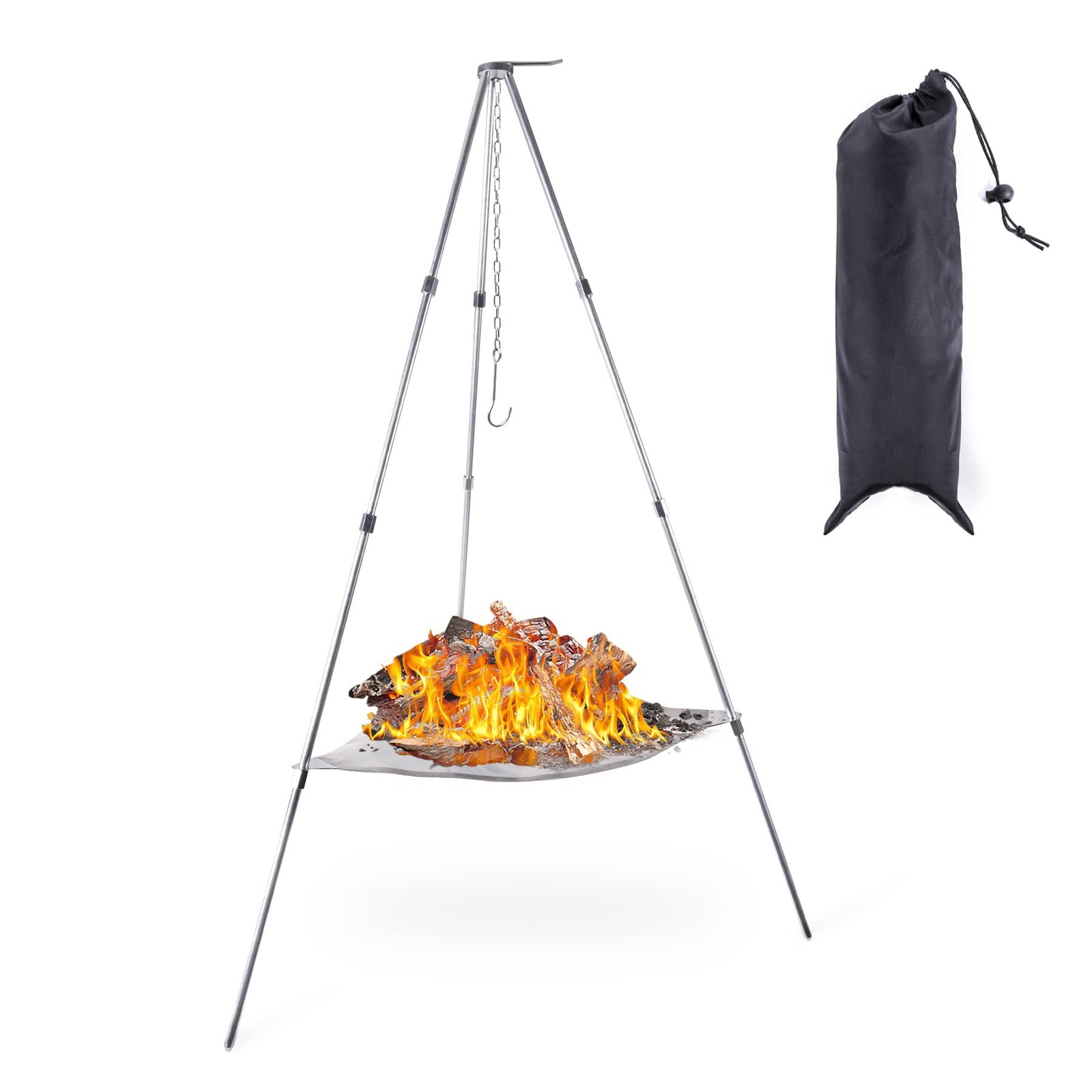 Portable Outdoor Fire Pit Camping Oven Tripod - New Upgraded Campfire Pit Col...