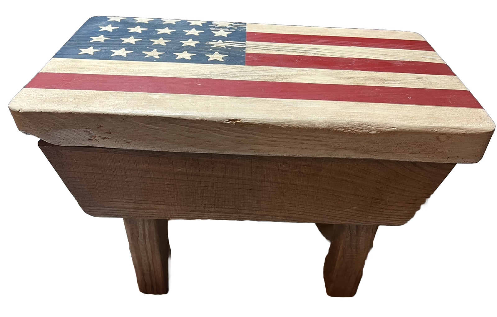 American Flag Wood Foot Stool