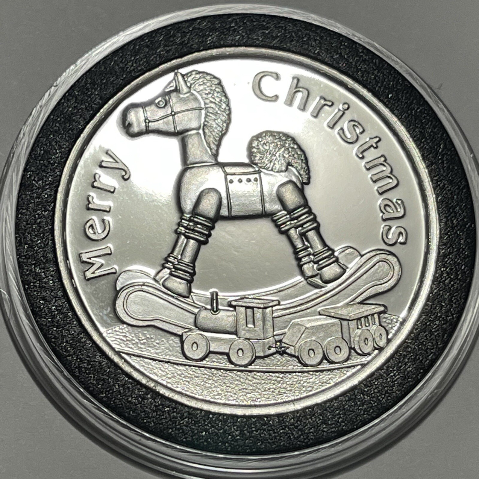 Merry Christmas Rocking Horse Collector Coin 1 Troy Oz .999 Fine Silver Round