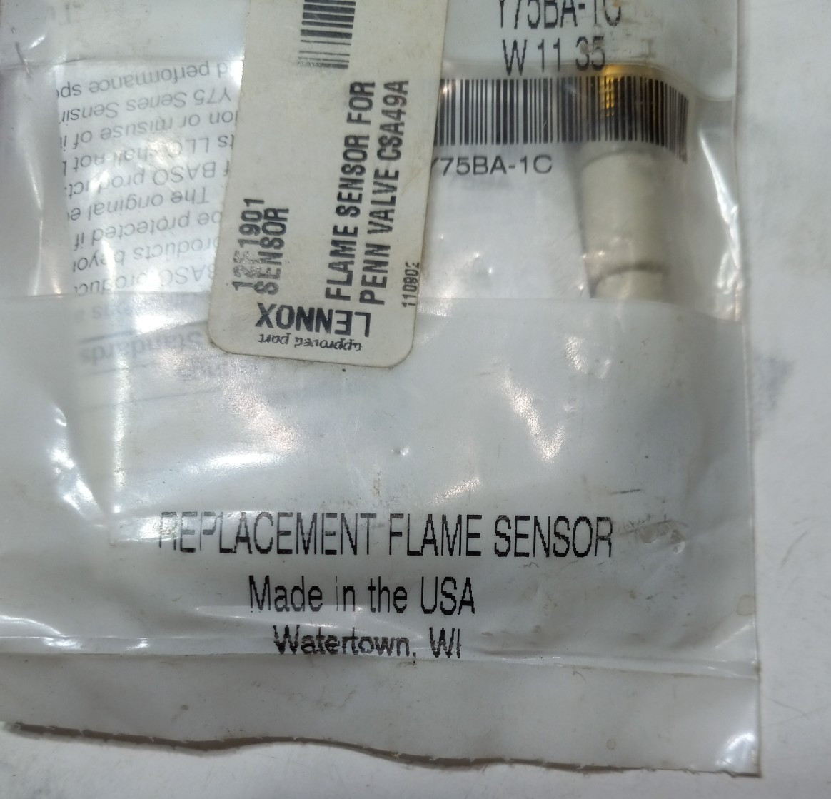 Baso Replacement Flame Sensor Y75BA-1C Lennox 12F19