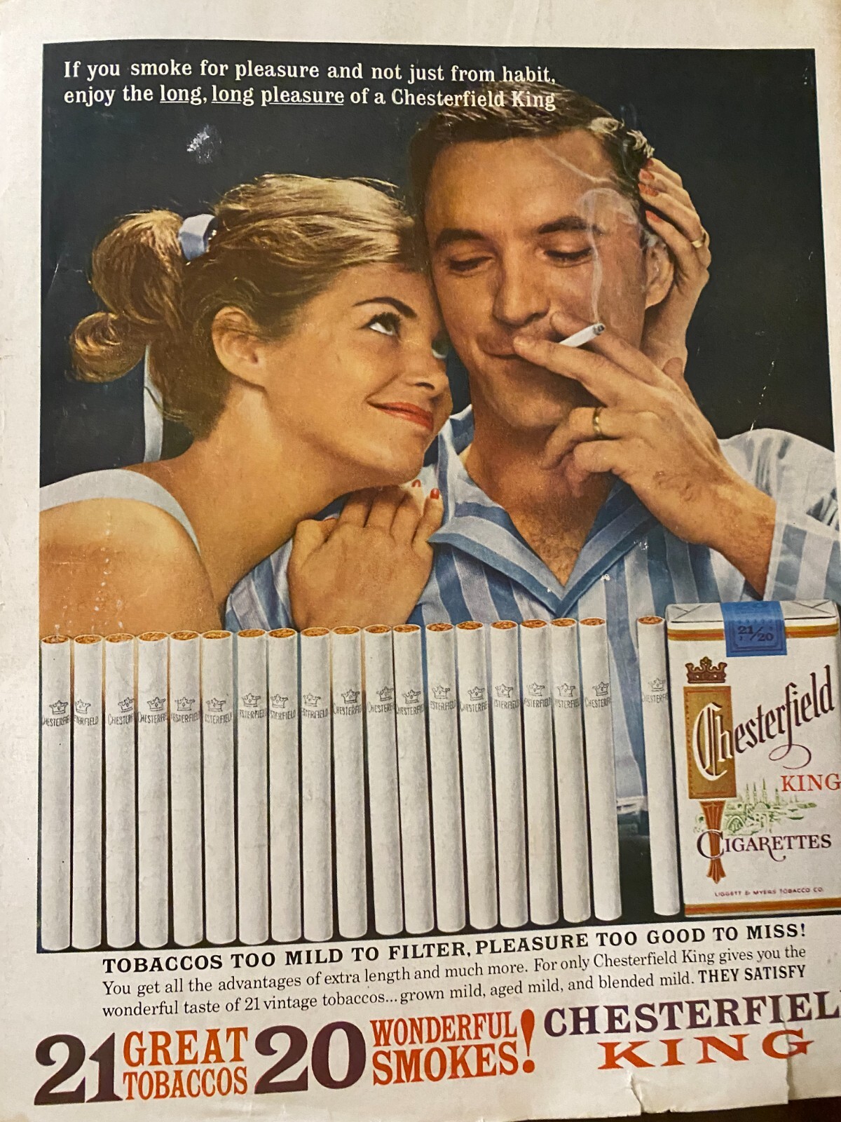 Chesterfield Cigarettes, Full Page Vintage Large Format Print Ad