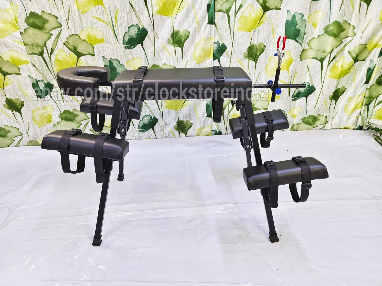 Spanking Bench Portable Flogging BDSM  Black Color With  Headrest and Holder