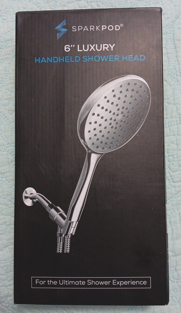 SparkPod 6" Luxury Handheld Shower Head Hose and Bracket Modern Look Chrome NIB