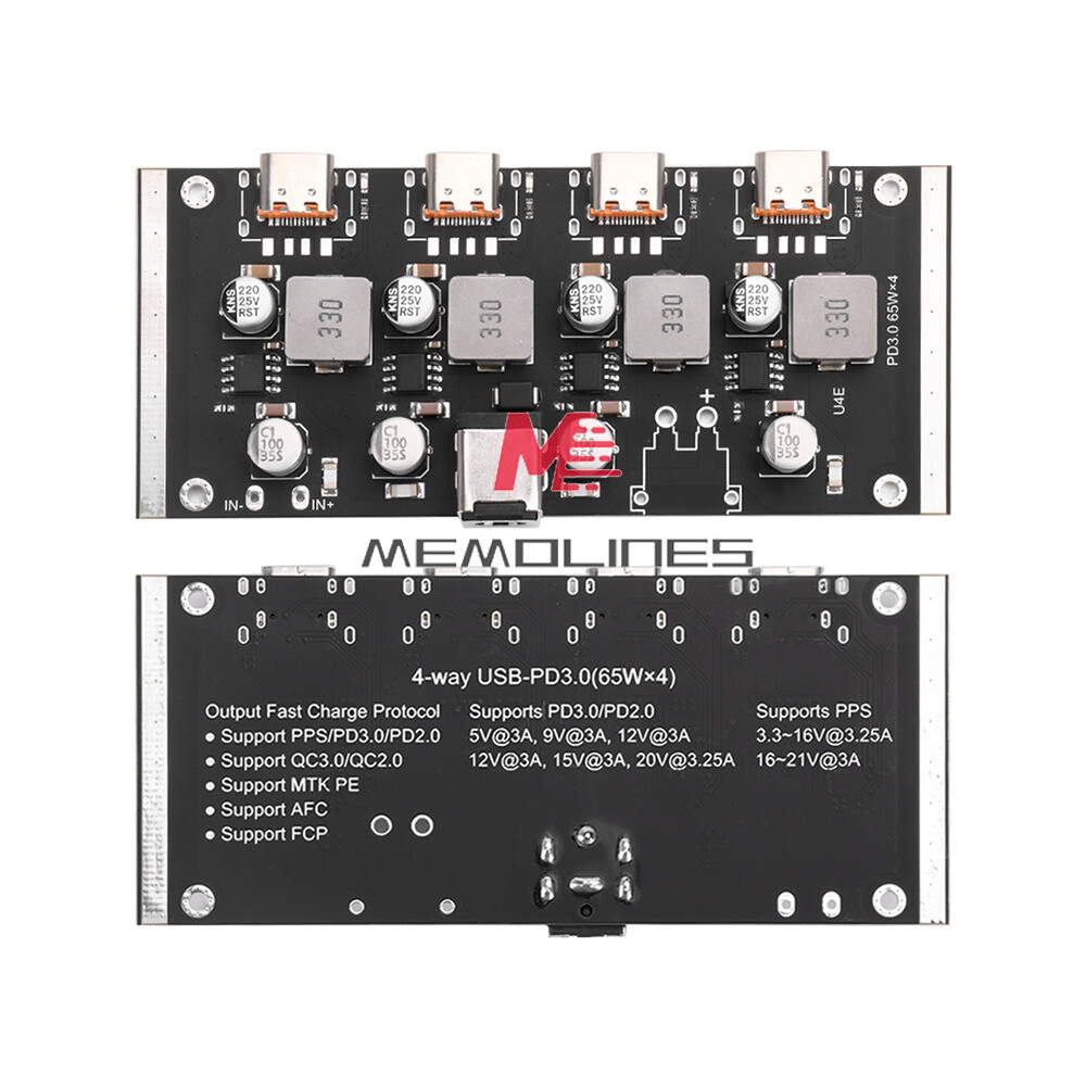 4-way PD65W Fast Charging Module Type-C USB Support PD3.0/2.0 QC3.0/2.0 FCP AFC