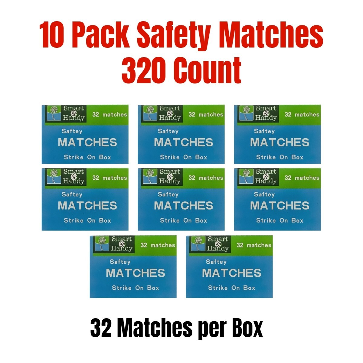 10PK Wooden Matches 320 Count Strike on Box Camp Candles Stove Smoke Grill