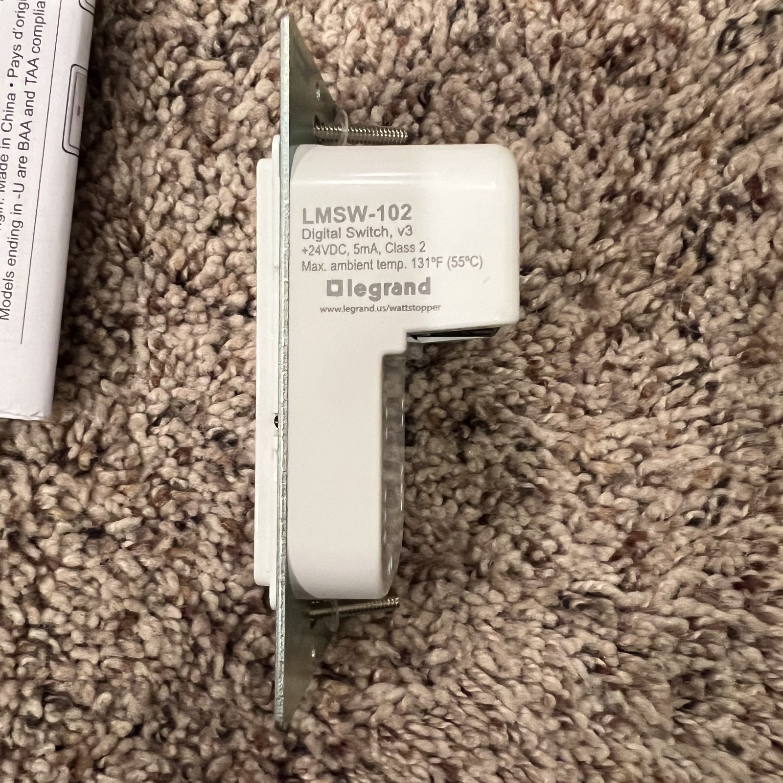 Legrand WattStopper LMSW-102-W 2 Button Digital Wall Switch White