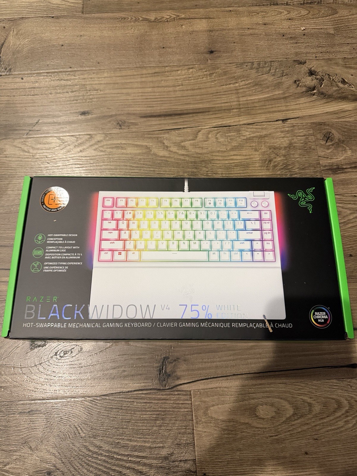 New Sealed Razer Blackwidow V4 75% RGB Mechanical Gaming Keyboard Phantom White