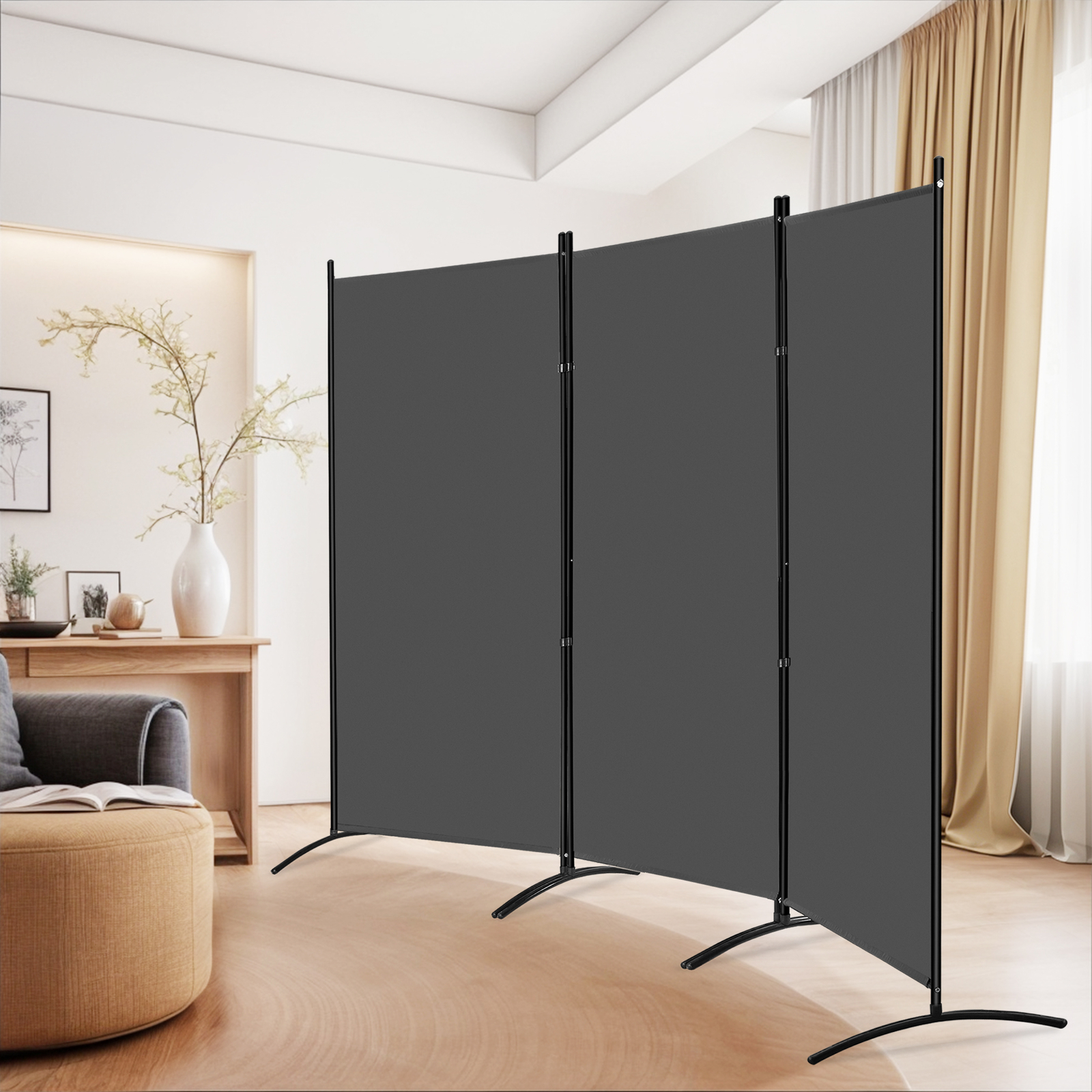 3 Panel Folding Partition Privacy Screens Freestanding Fabric Room Panel Fabric