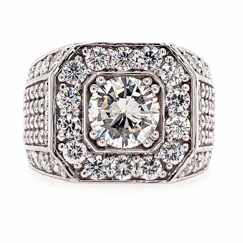 Excellent Round Cut 6.13CT White Cubic Zirconia Men's Engagement & Fashion Ring